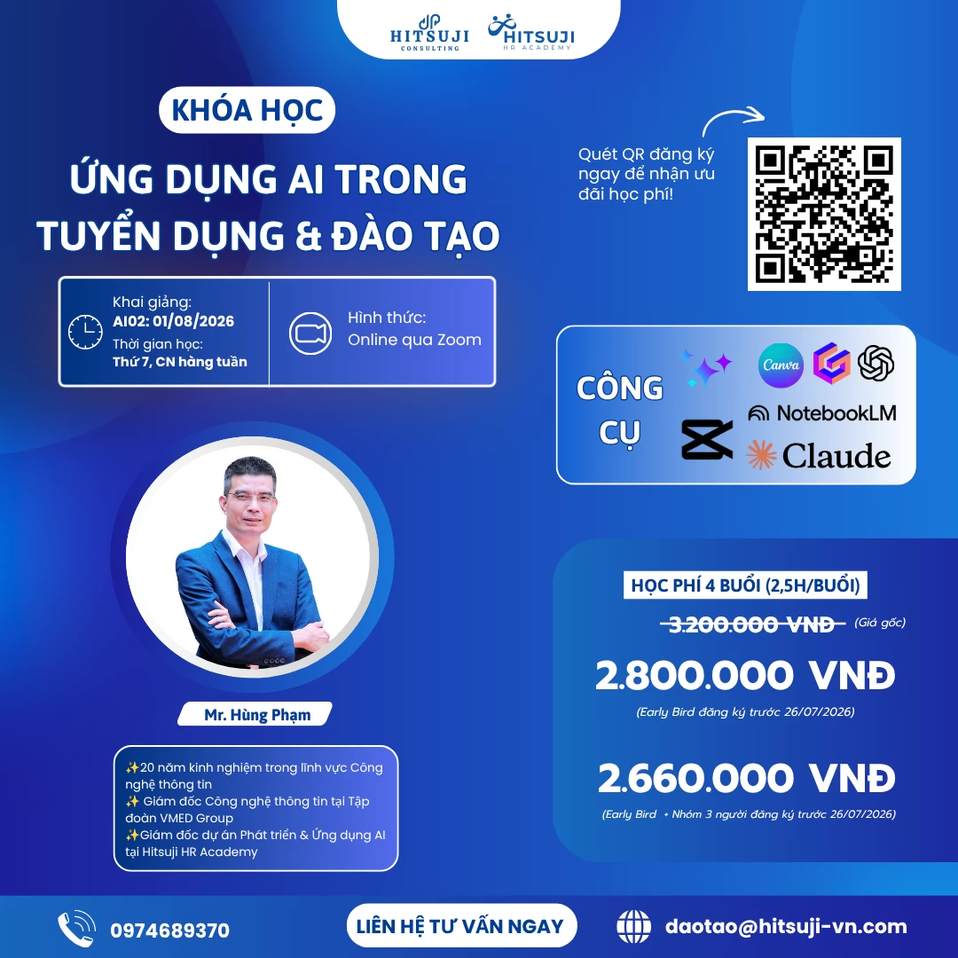 RECAP KHÓA PUBLIC TRAINING: ỨNG DỤNG AI TRONG TUYỂN DỤNG & ĐÀO TẠO (KHÓA AI02)